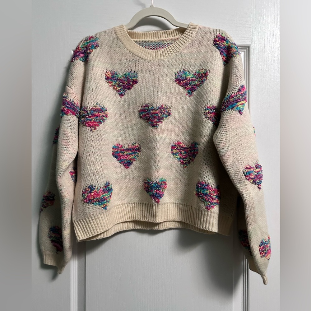 Multicolor Heart Pattern Sweater pre-loved